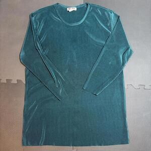 VTG 90s Maxima USA Sequin Button Up Blouse Sz L Blue Green Sparky Whimsigoth